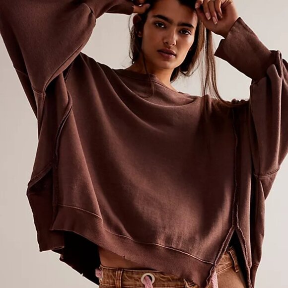 Free People Tops - NWT Free People / We The Free Camden Sweatshirt - Chocolate Love